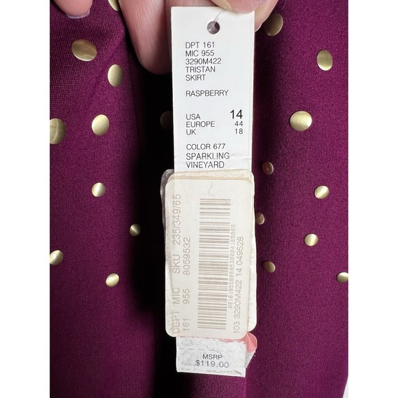 Antonio Melani Studded Stretch Pencil Skirt Women's Size 14 Raspberry NWT - Picture 2 of 10